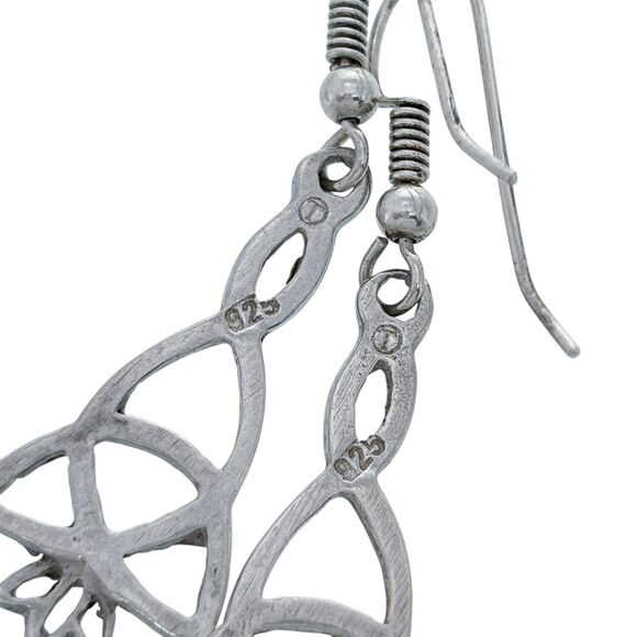 Vintage T Sterling Silver 925 Celtic Knot Dangle Earrings - Picture 3 of 5
